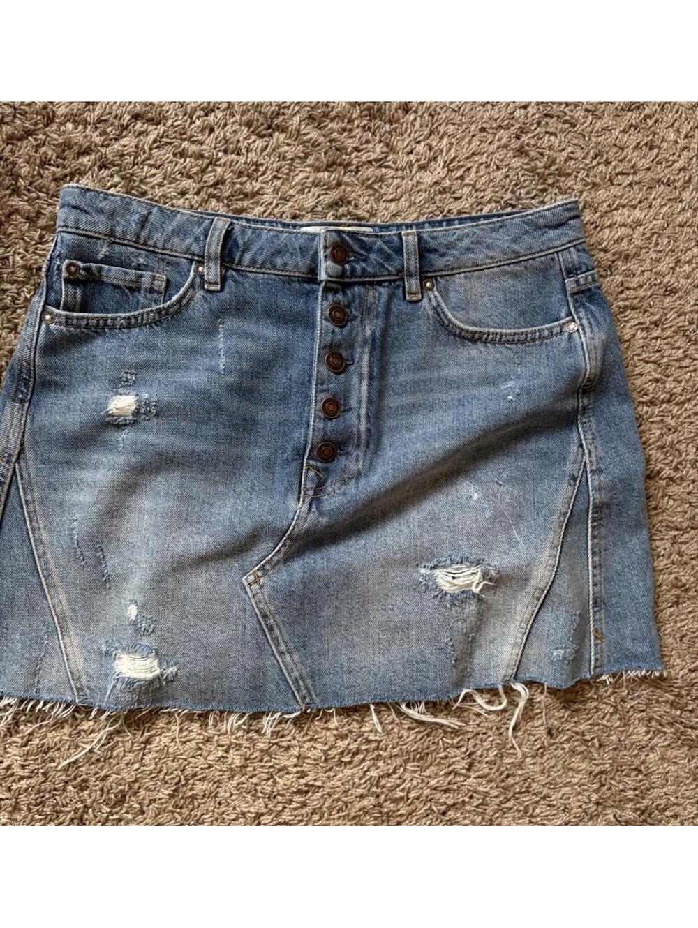 Free People We The Free Distressed Denim Mini Skirt Women’s Size 30